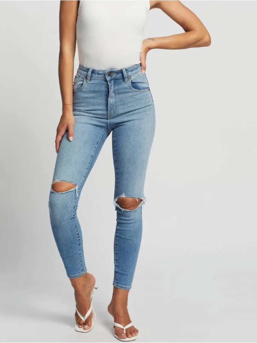 Rollas High-Rise Light Blue Distressed Skinny Jeans